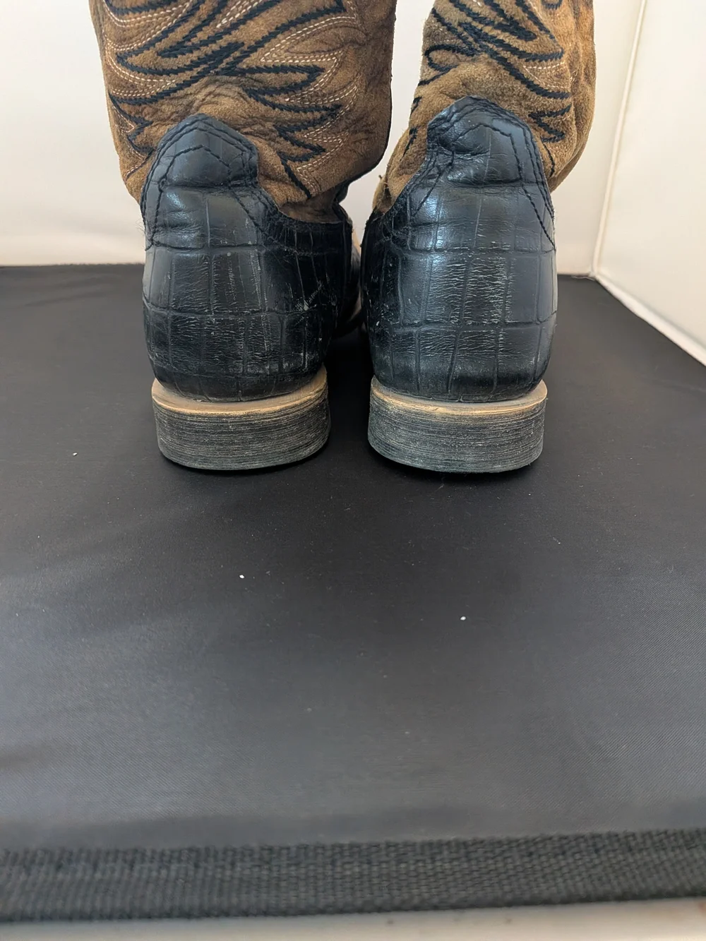 Ariat Black Foot with Brown Embroidered Shaft Western Boots
